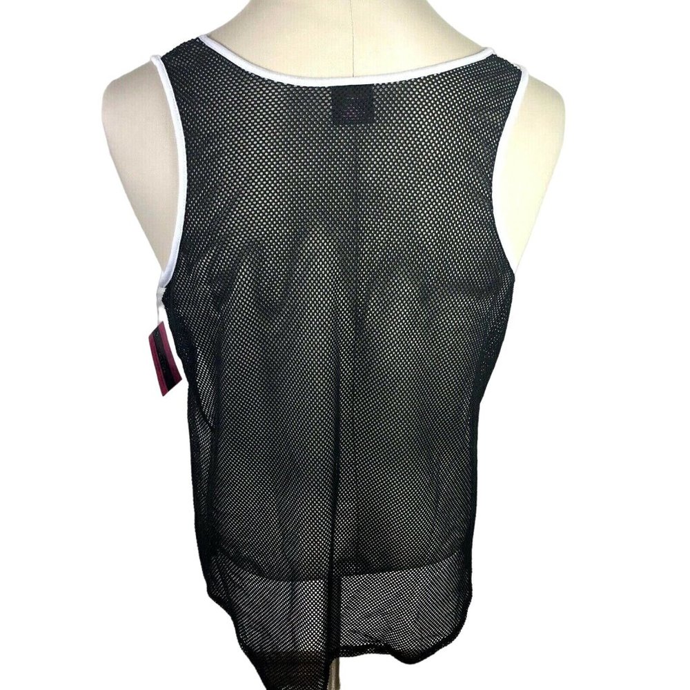 Material Girl Active Juniors' Women's Mesh-Back Tank Top,‎ White/Black XL - Picture 4 of 8